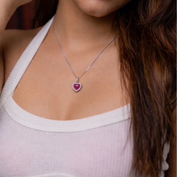 Pink Heart Halo Pendant